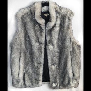 Wow MADE IN USA Sz XL FABULOUS FURS White & Black Women's Lined Faux Fur Vest